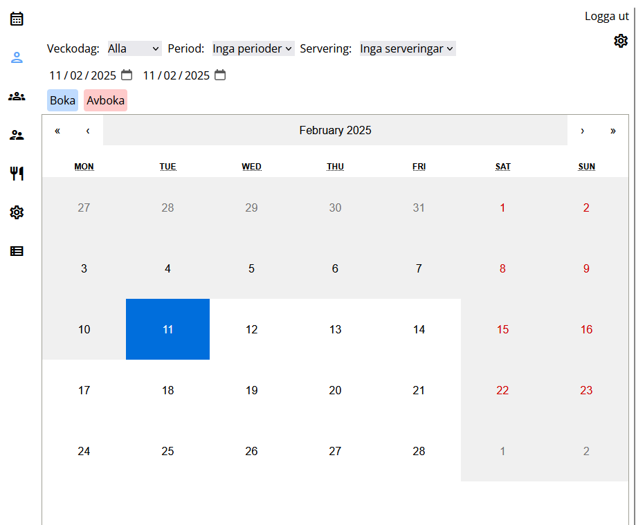 Image of Hjortens interna lunchbokning